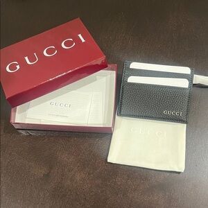 Gucci Black Textured Leather Card Holder
